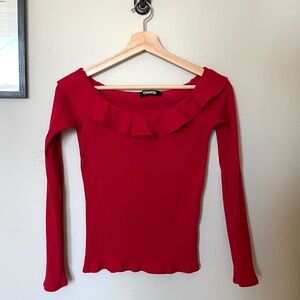 Reformation Cherry Red Off the Shoulder Top
